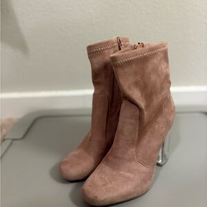 Suede Ankle Boots - Pink